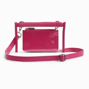 Hot Pink Clear Crossbody Bag with Removable Pouch